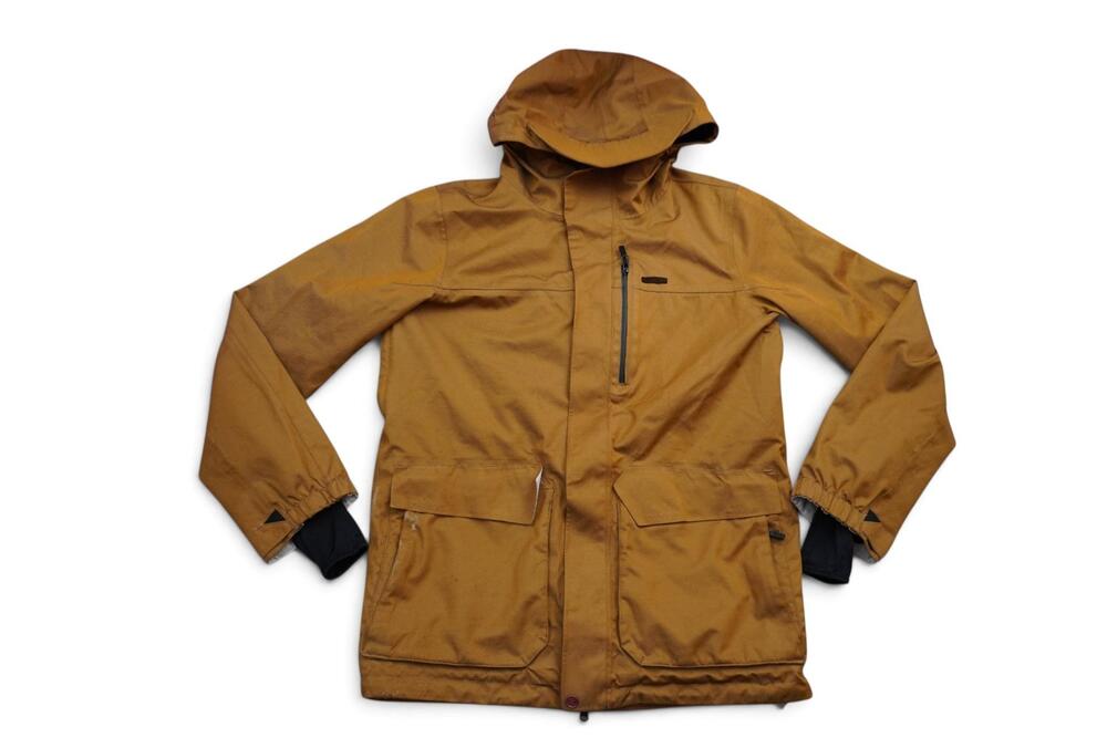 Volcom Lido Snowboard Jacket Men's Medium Mustard Gold 15K Waterproof Drop Tail